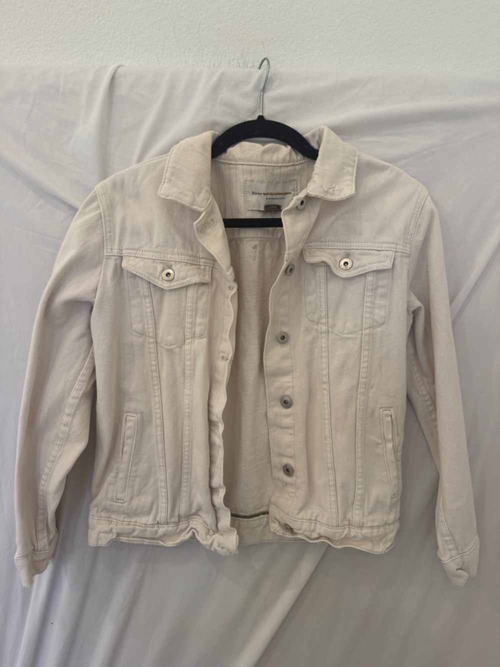 PILCRO & THE LETTERPRESS Stretch White cream Jean Jacket sz XS - Picture 2 of 5